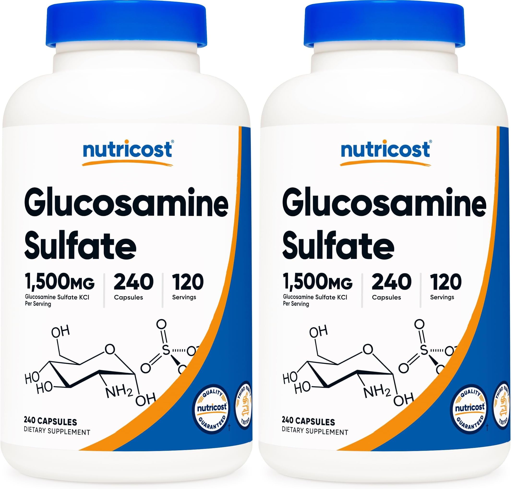 Nutricost Glucosamine Sulfate 1500mg, 240 Capsules - 750mg Per Capsule, Gluten Free, Non-GMO (Pack of 2) 240 Count (Pack of 2)