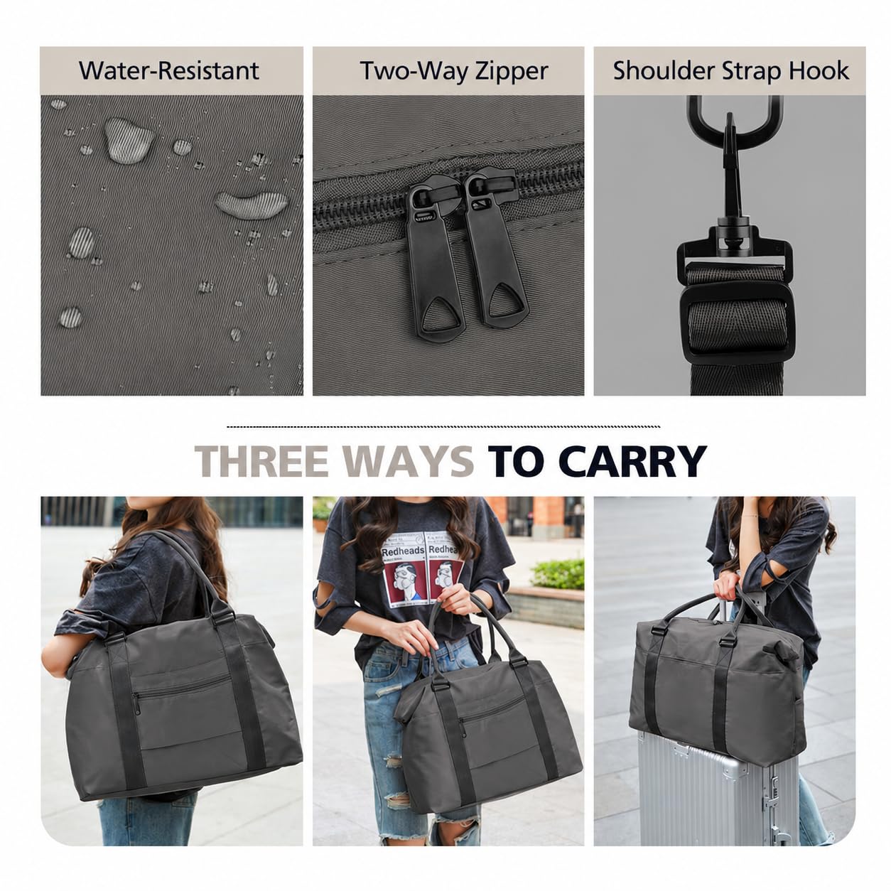 Travel Duffle Bag, Waterproof Weekender Bag Carry On Tote Bags for Women, Travel Essentials Sport Gym Bag for Men, Hospital Bag for Labor and Delivery, Overnight Bag Luggage Bag with Trolley Sleeve view 5