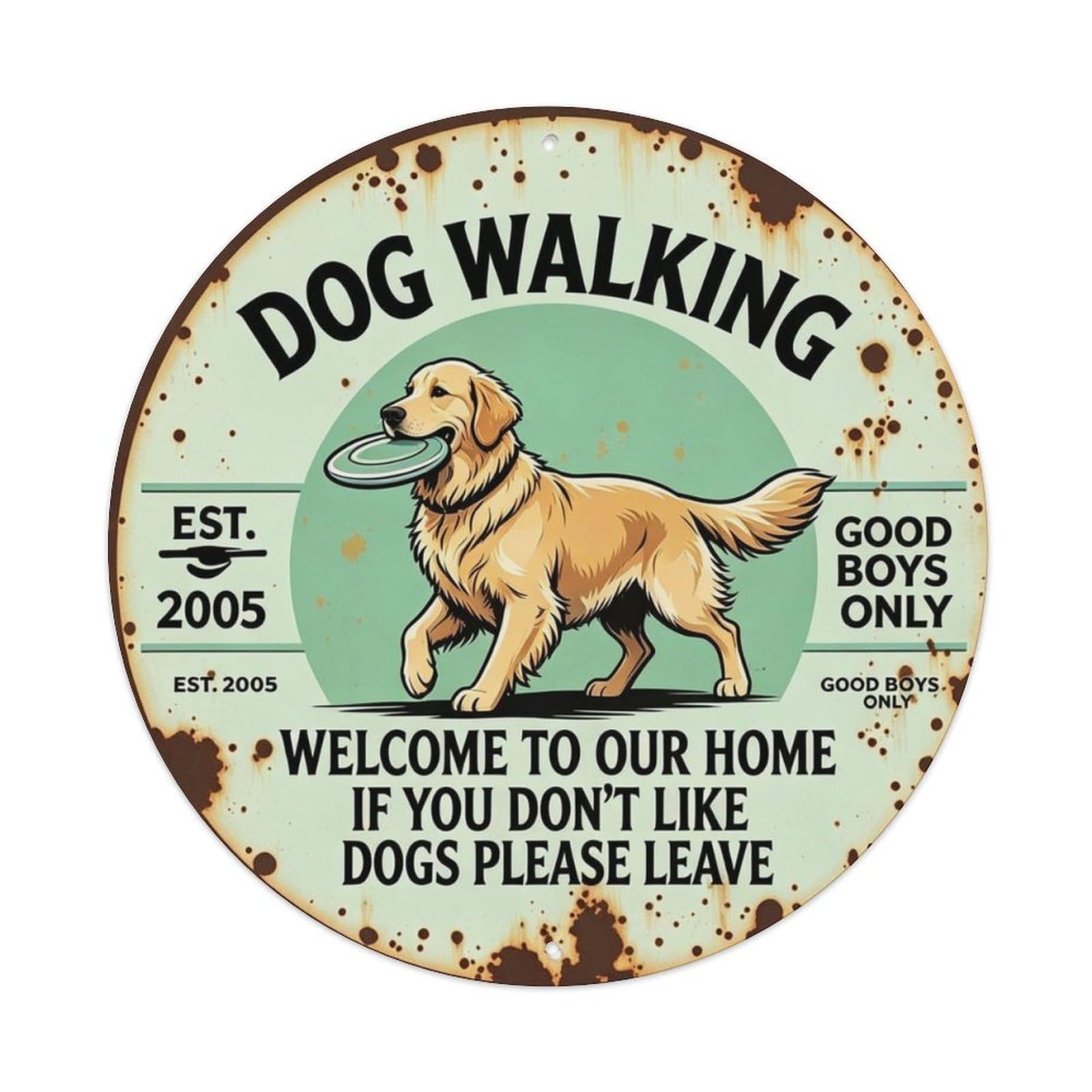 DOG WALKING Metal Tin Sign Plaque