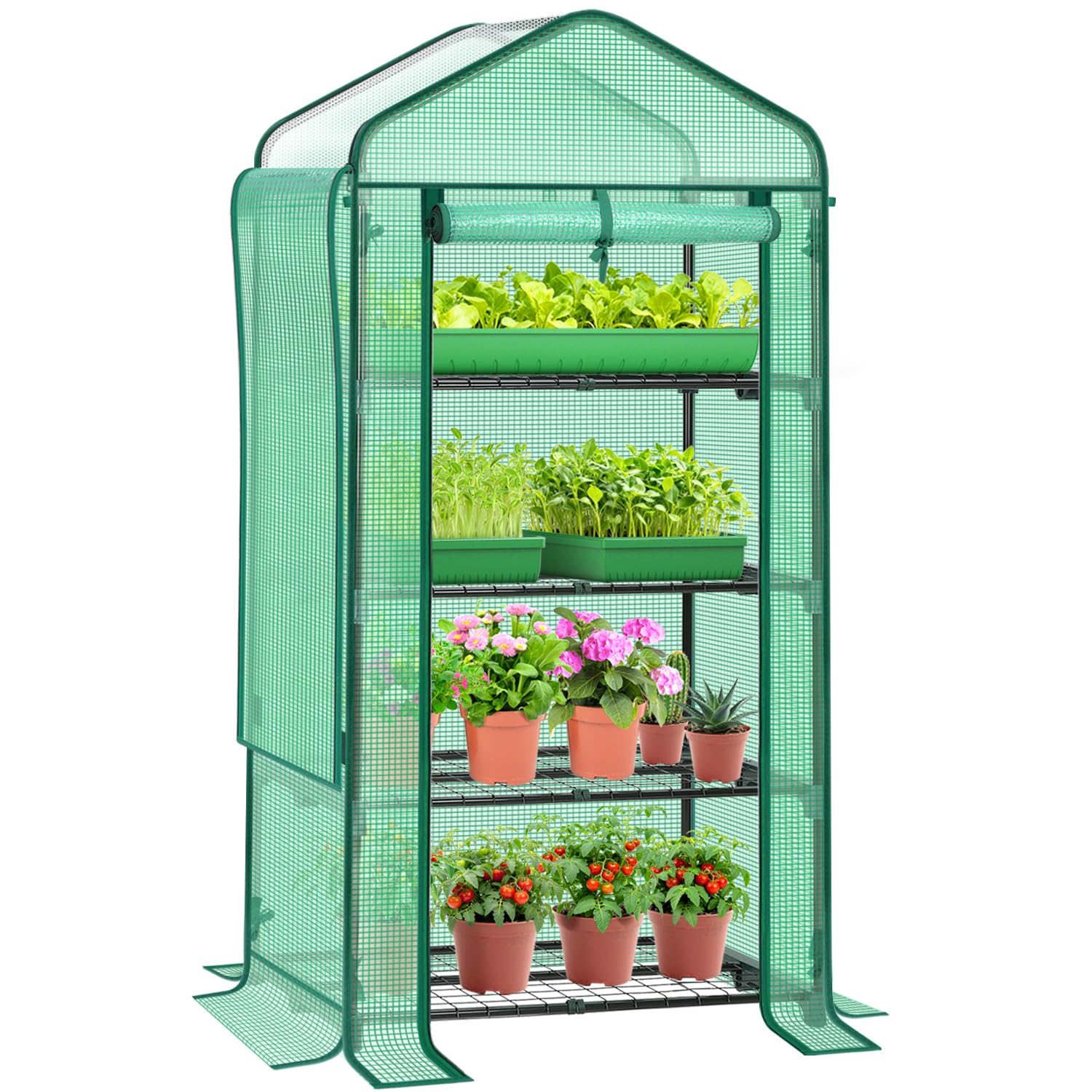 Ohuhu Mini Greenhouse with Screen Roof