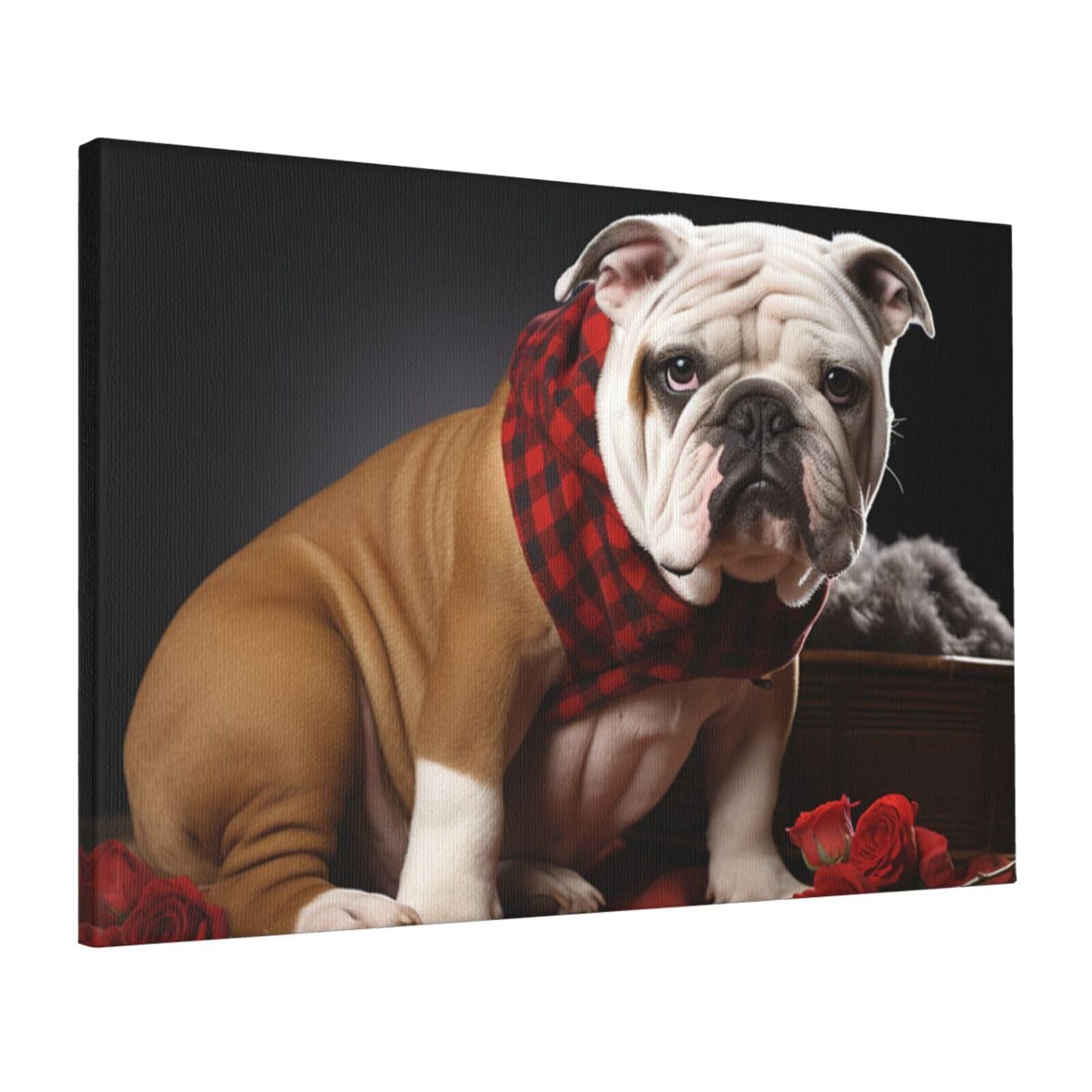 FodPand Canvas Wall Art for Living Room Wall Decor 16"x24" Modern Artwork Painting Pictures Hanging Canvas Prints Lover Bulldog Aesthetic Wall Art for Bedroom Bathroom Office Wallart Decor