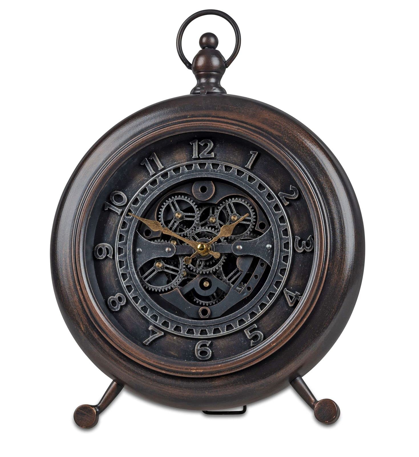formano Standuhr 40 cm Metall mit sichtbar drehenden Zahnrädern Steampunk