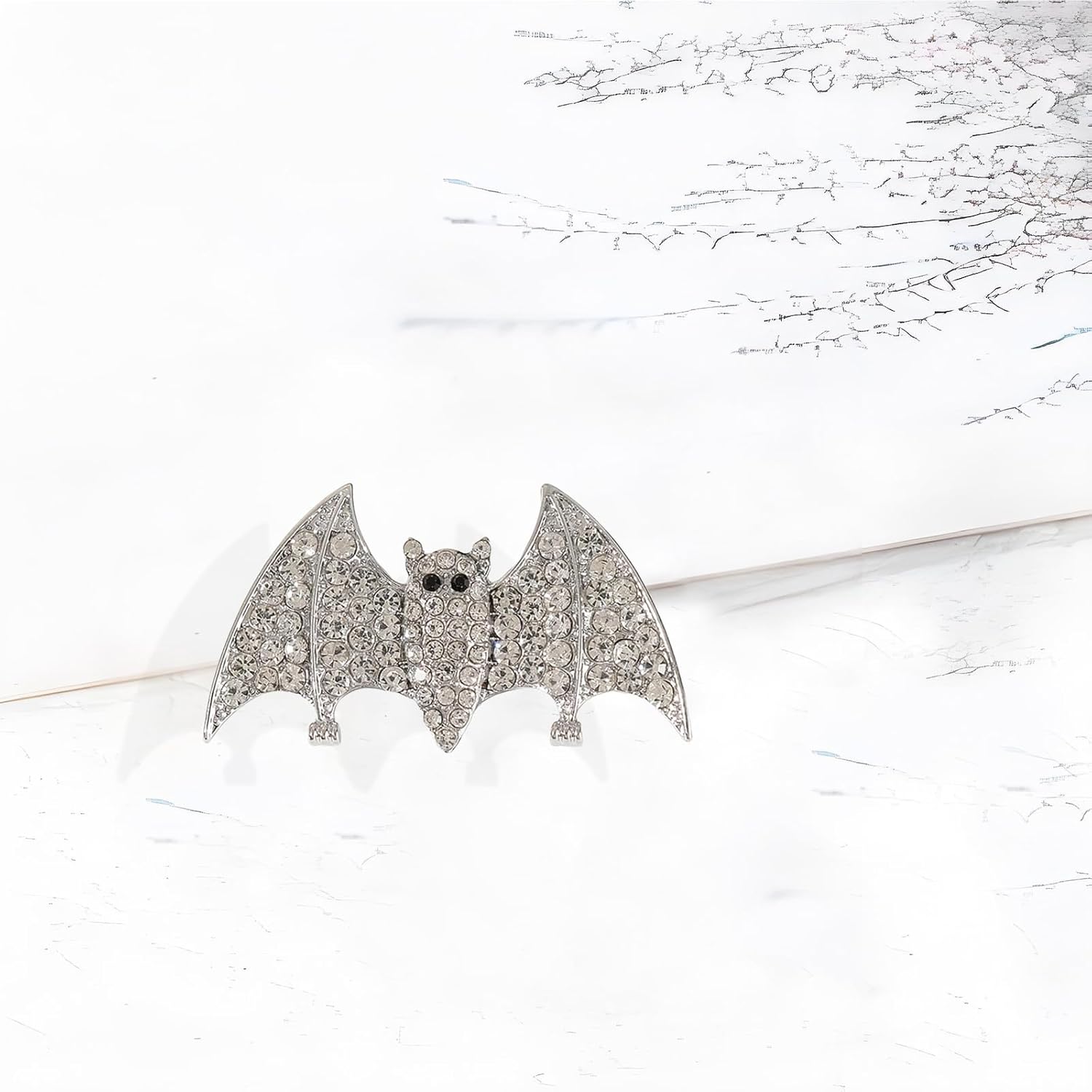 Vintage Bat Brooch Pins for Women Men Gothic Rhinestone Crystal Black White Animal Vampire Wing Bat Brooch Pin Halloween Holiday Party Fashion Jewelry Gift Accessories - Image 7