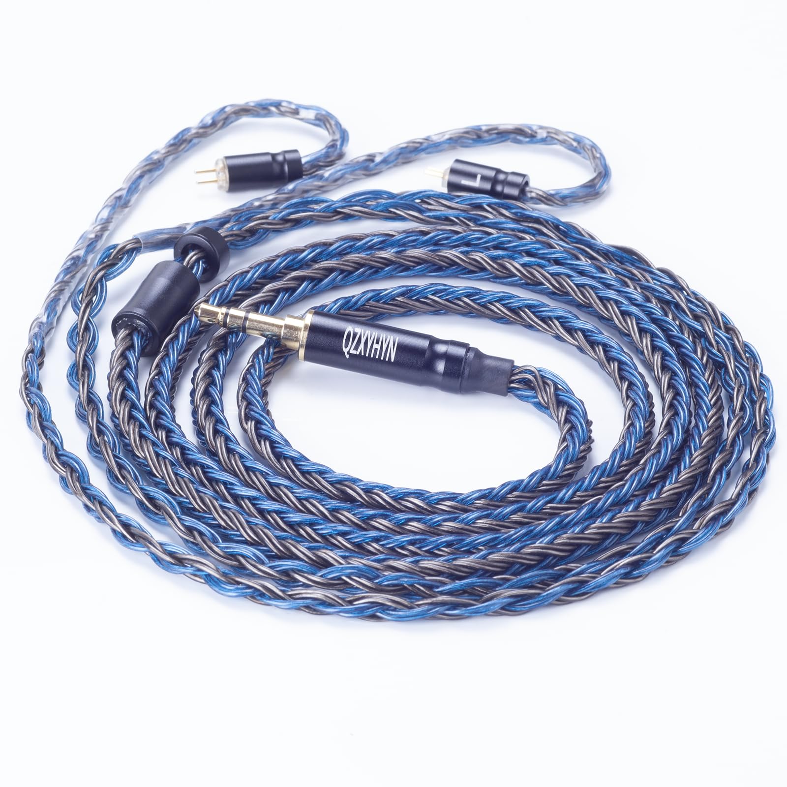 IEM-Kabel, 16-adrig, 3,5-mm-Stecker, versilbertes Kupfer, Kopfhörer-Upgrade-Kabel für CCA C16, C10, KZ, ZST, ZS7, AS06, ES4 Kopfhörer (graublau, 2-polig, 3,5 mm)