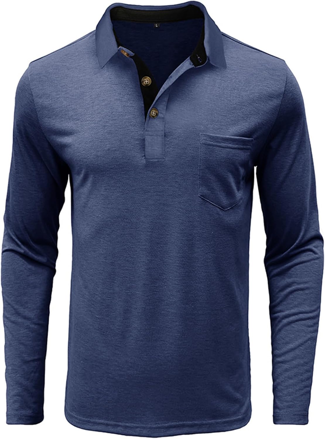 Mens Long Sleeve Polo Shirts Casual Moisture Wicking Golf Polo Shirts with Pocket Collared Work Pullover Tops
