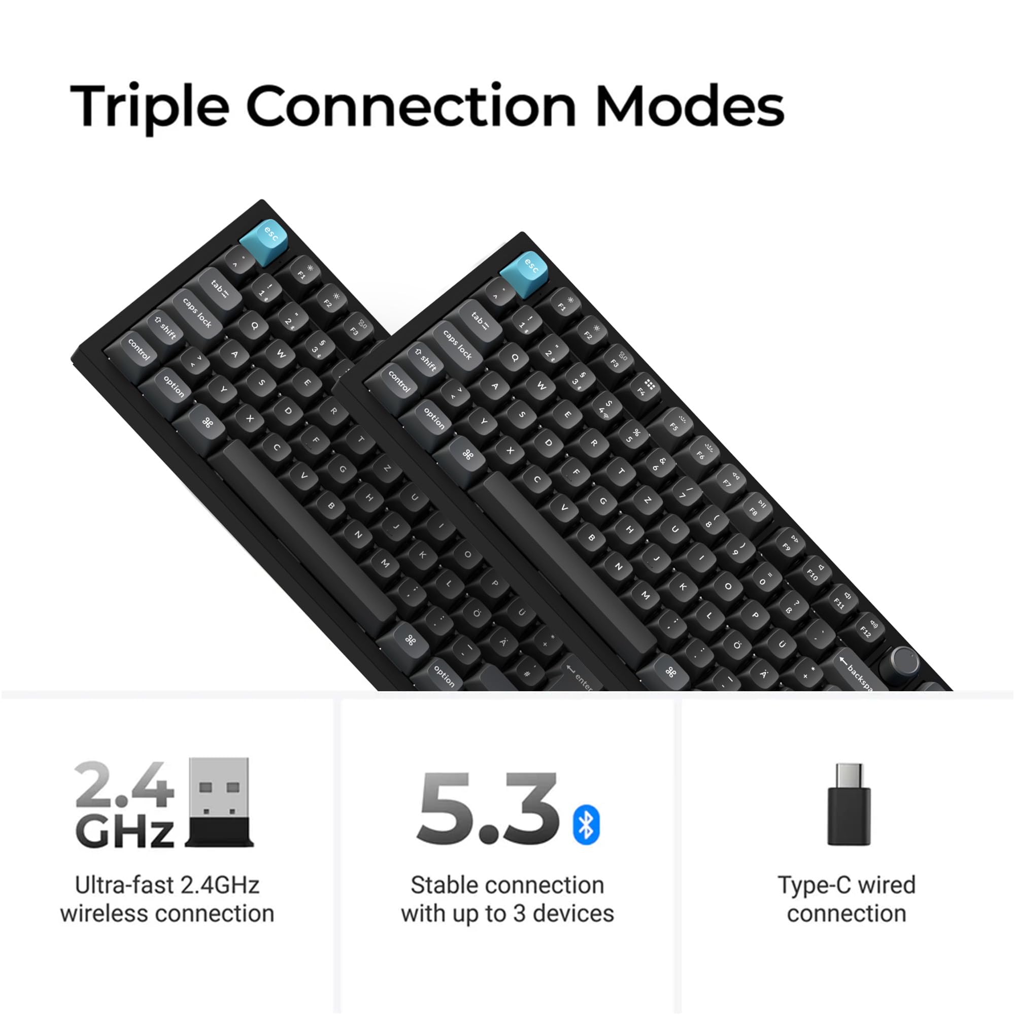 Keychron Q6 Ultra 8K Kabellose Mechanische Tastatur – 100% Vollformat, 8K Hz Abfragerate, ZMK Firmware, 660h Akku, Aluminiumgehäuse, Hot-Swap, RGB, für Mac/Windows (Brauner Schalter)