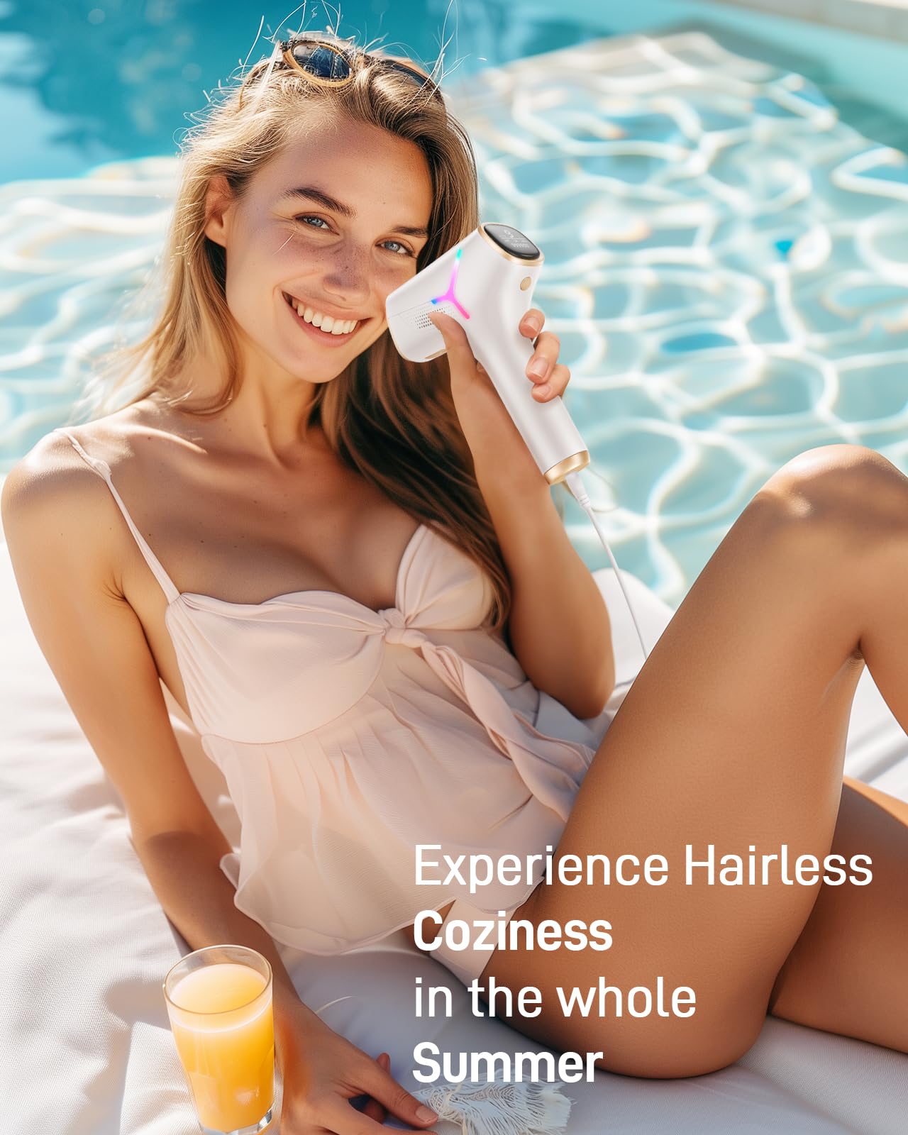 Haarlosy Epilateur Lumiere Pulsee, IPL Epilateur Laser avec Fonction 3-en-1 HR/SC/RA et 9 Niveaux d'énergie et 999 900 Flashes, lumiere pulsee definitive avec RGB pour Femmes/Hommes, Visage, Corps