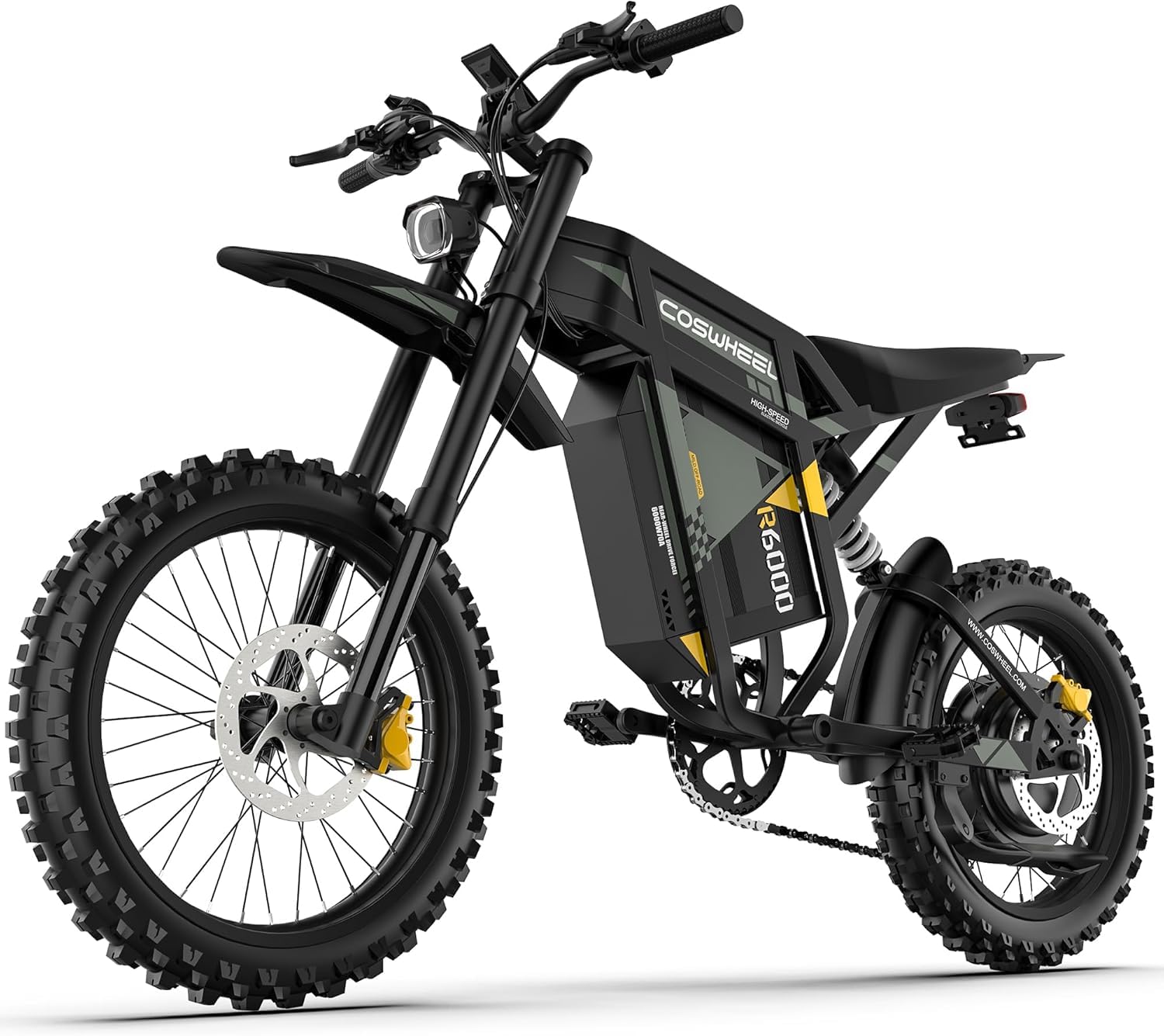 Electric Bike 7000W Peak Motor Ebike 60V 30Ah Battery Up to 128KM 88KM/H Off Road Electric Dirt Bike 17" Dirt Tires Dual Suspension Hydraulic Brakes