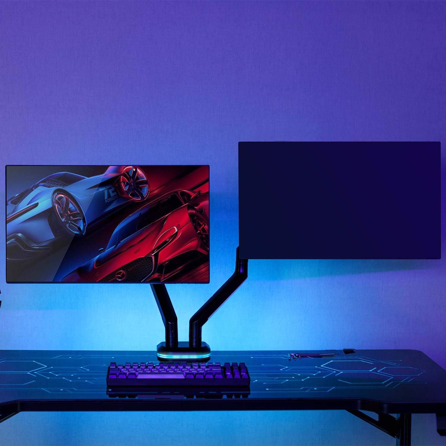Aisens Soporte de Mesa RGB Gaming Contrapeso Giratorio e Inclinable para Monitor/TV 9Kg de 17-32"