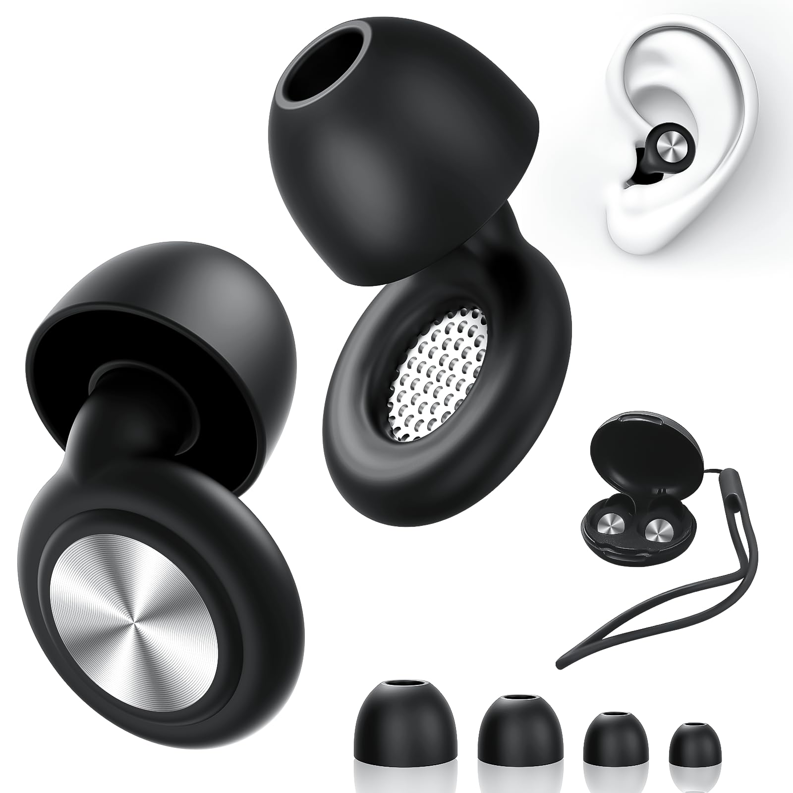 耳栓 ３層構造 シリコン 黒 睡眠 防音 ノイズカット 快眠 いびき Qoo10] 【人気の新作】耳栓 最強 騒音 高性能