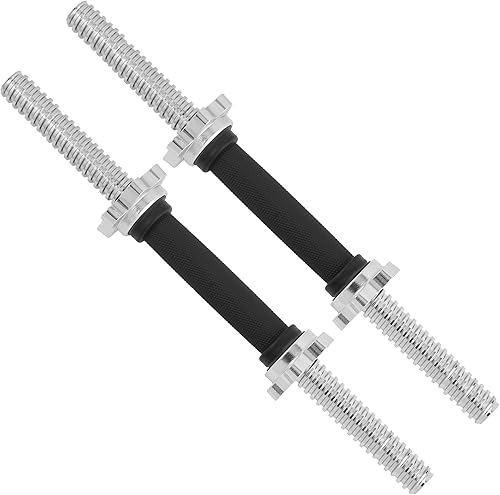 Miniatura 16 de Yes4All Threaded Dumbbell Handles, 14/16/18/24 Inch Dumbbell Bar Pair, Chrome/Rubber Grip, Fit 1” or 1.15" Plates, 4 Star-Lock Collars with