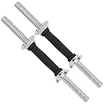Yes4All Pair of Threaded Dumbbell Handles 18 inch with Collars, Rubber Grip, Fit 1 Plates, Weight Bar Connector