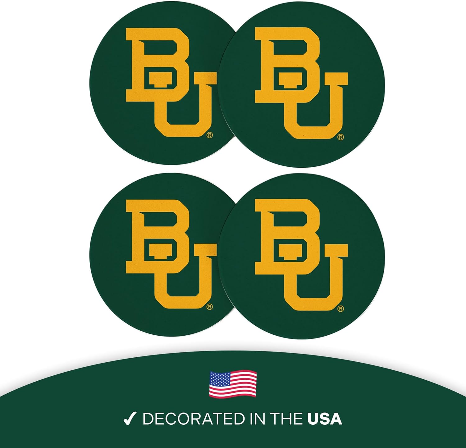 Desert Cactus Baylor University Circle Ceramic Coasters 4 Pack Bears Absorbent Drink Coasters with Cork Backing (Design A) - Image 4