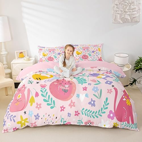 Miniatura 14 de Juego de funda de edredón para amantes de la gimnasia, tamaño Queen, silueta de gimnasta, juego de ropa de cama rosa para niños, adolescentes y