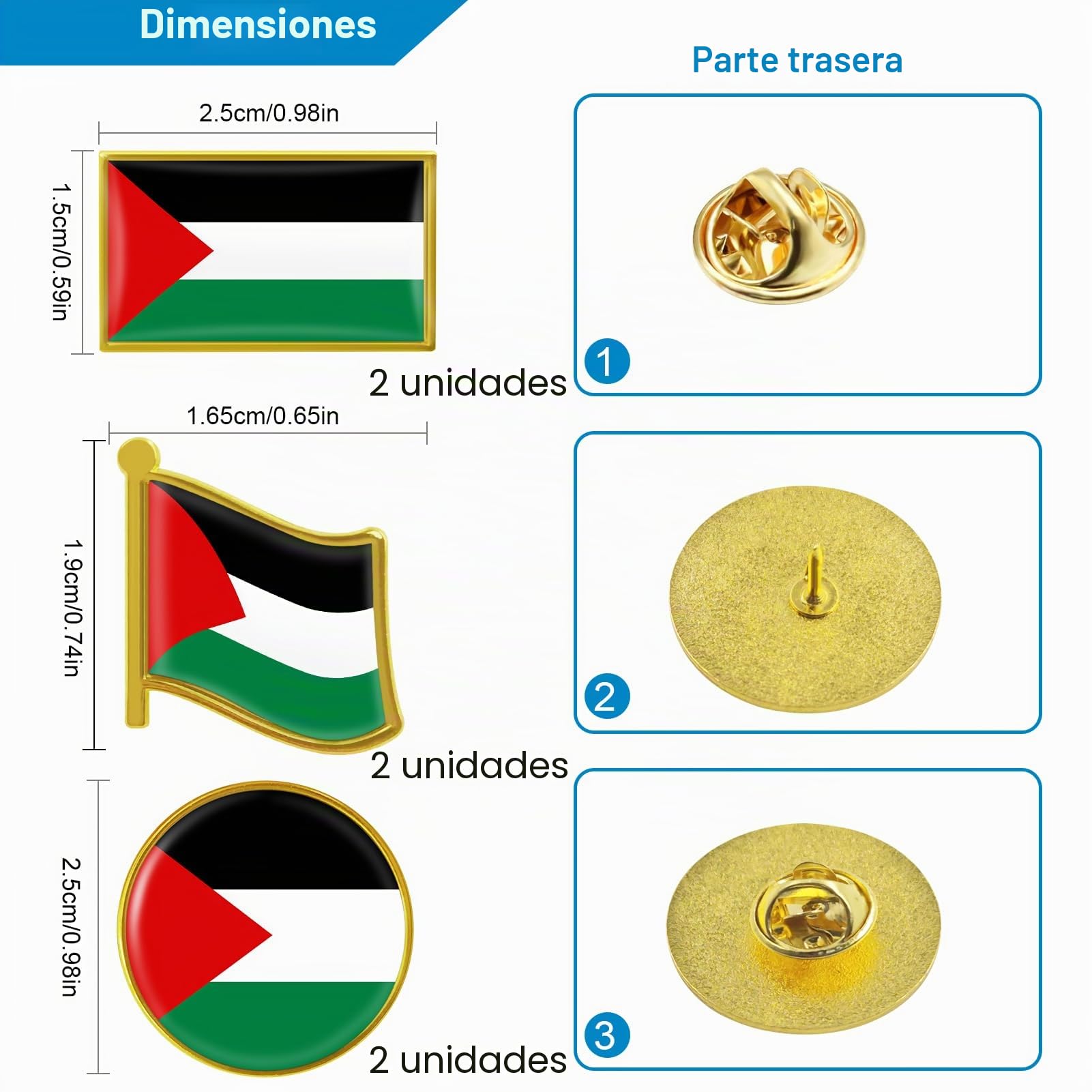 Insignias de la Bandera Palestina, Alfileres, Broches y Pines Esmaltados