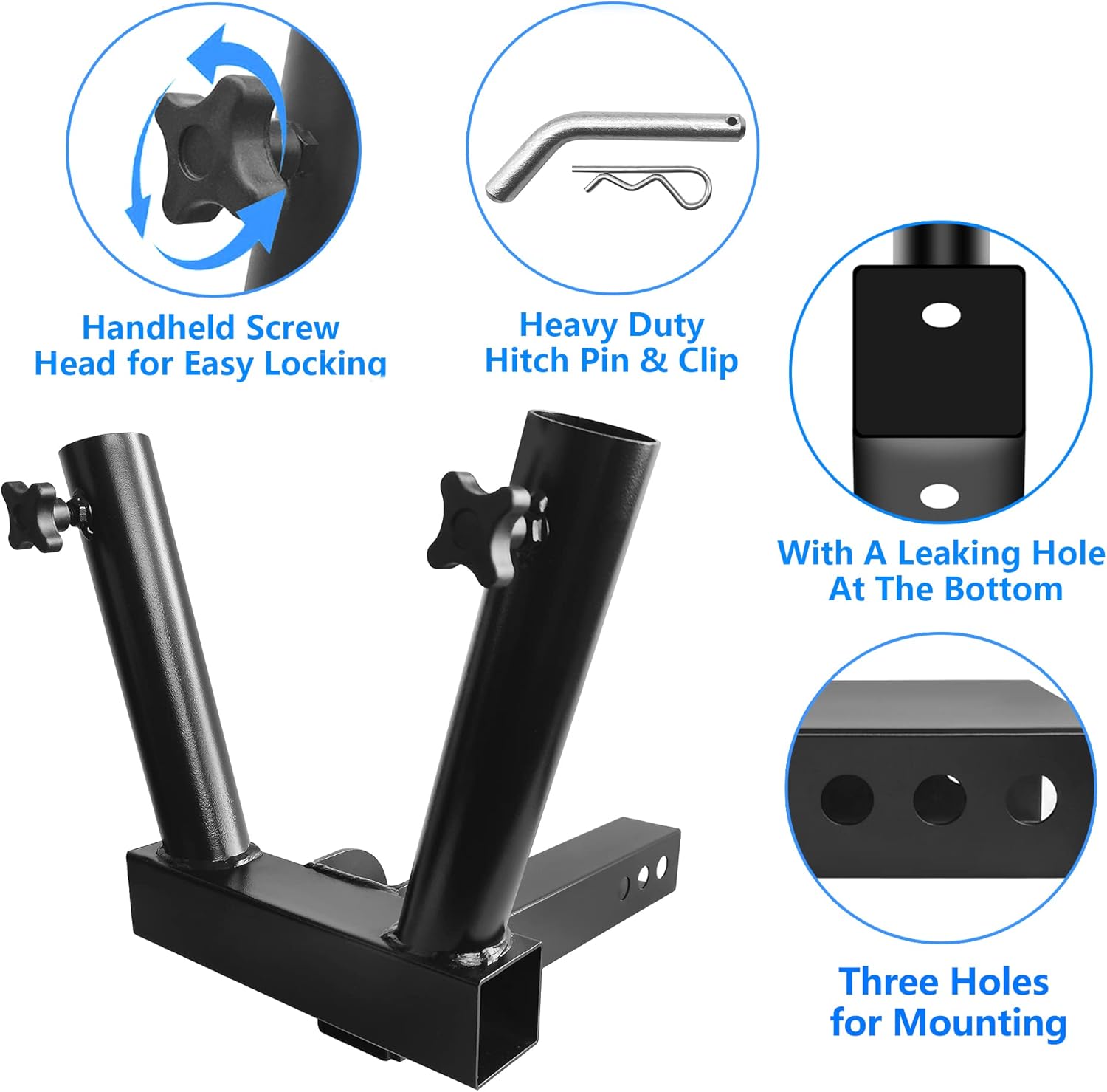 Foldable Hitch Mount Dual Flagpole Holder Universal for Standard 2 inch Receiver fit for Truck SUV RV Pickup - Image 3