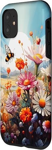 Vista 17 de Funda para iPhone 13 Pro Lively Bee en Sunny Meadow of Wildflowers