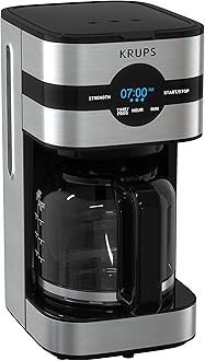 KRUPS Simply Brew Digital Drip Coffee Maker, 10 cups, Black & Stainless Steel