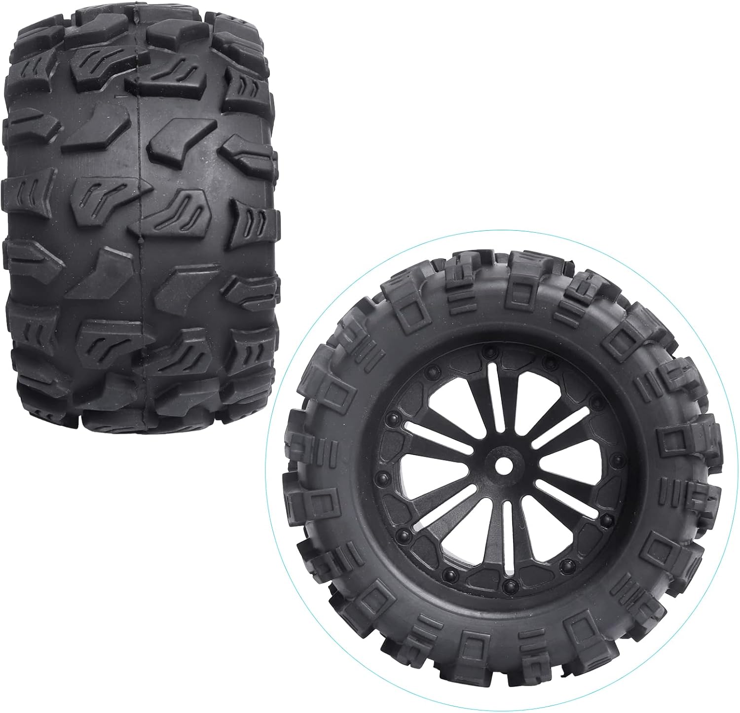 HobbyPark Pre-Glued 2.8" 12mm Hex 1/10 Scale RC Truck Tires and Wheels for Brushless Traxxas Rustler 4x4 VXL Stampede 4x4 2WD Redcat Volcano EPX Pro S30 Blackout XTE Pro(4-Pack)