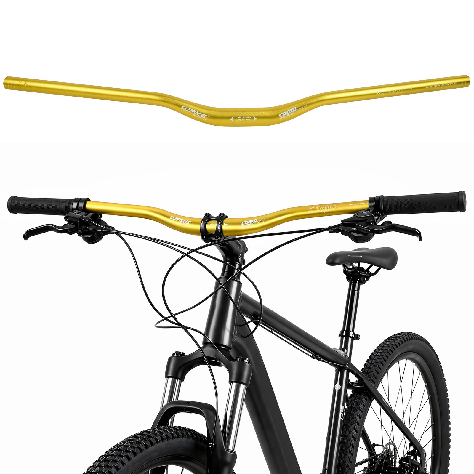 WAKE Fahrradlenker 31.8MM MTB Lenker Aluminiumlegierung Mountainbike Lenker Riser Bar fahrrad lenker für Rennrad MTB 780MM - Gold (30mm Höhe)