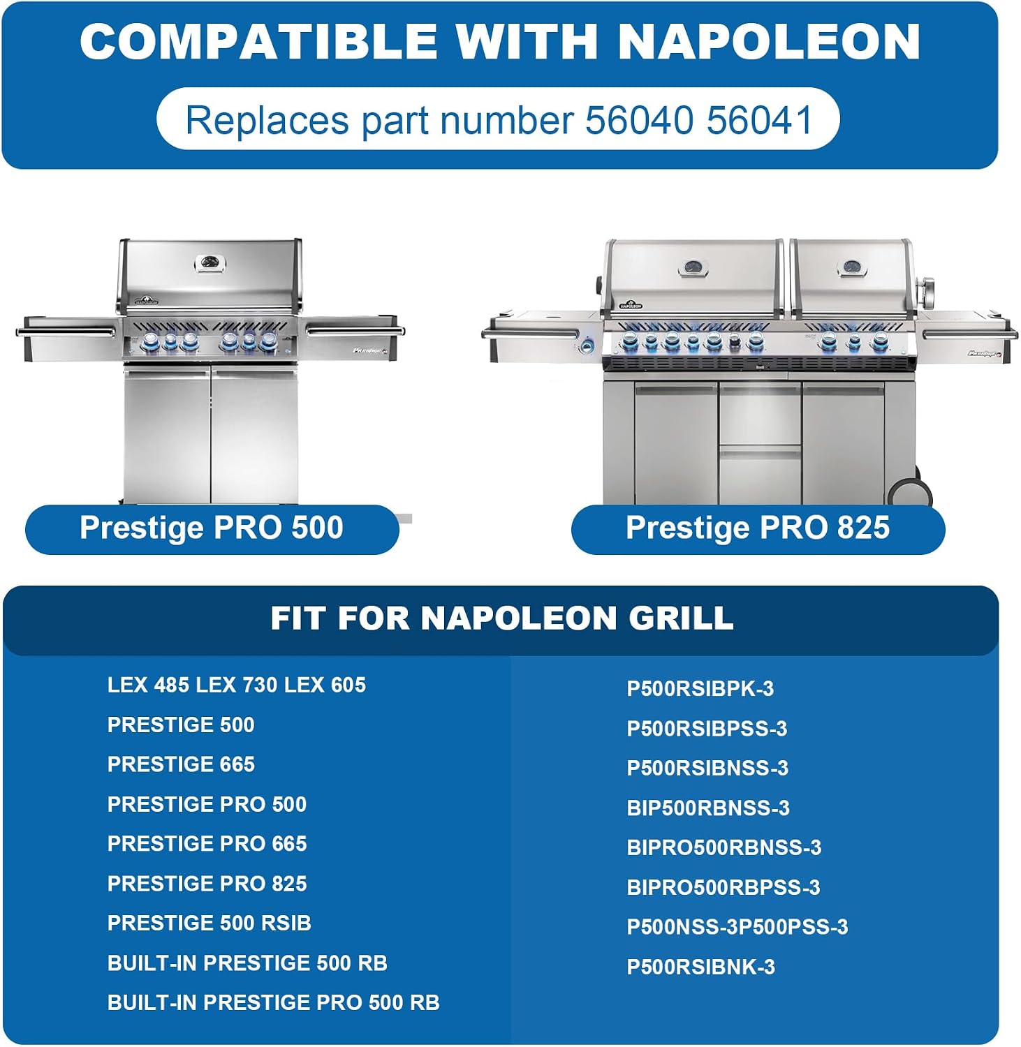 SafBbcue 56040 56041 Reversible Griddle Compatible with Charcoal/Gas Grills Napoleon Prestige 500 Pro 500 Parts Napoleon Built-In/LEX Series Grills, Compatible with Charbroil, Traeger, Pit Boss Grill