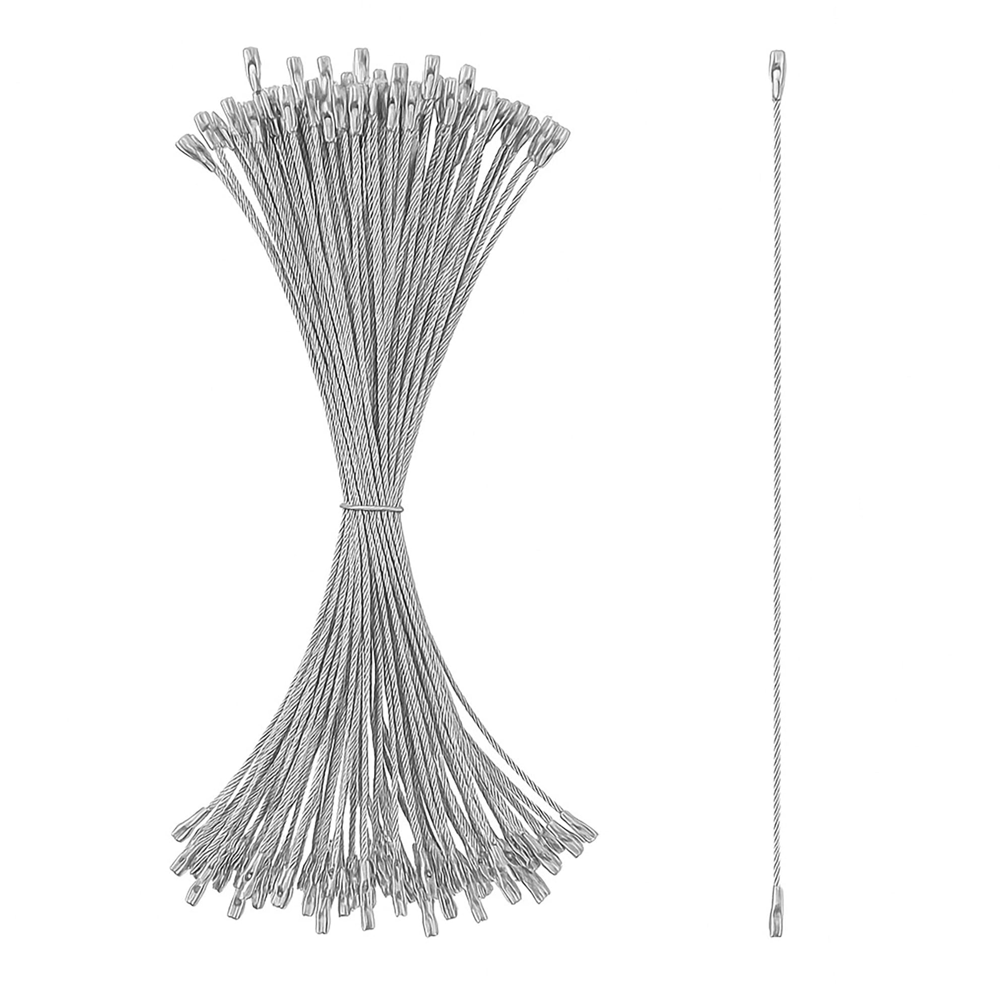 BestPysanky Set of 100 Silver Christmas Ornaments Cords Strings Hangers 7.9 Inches