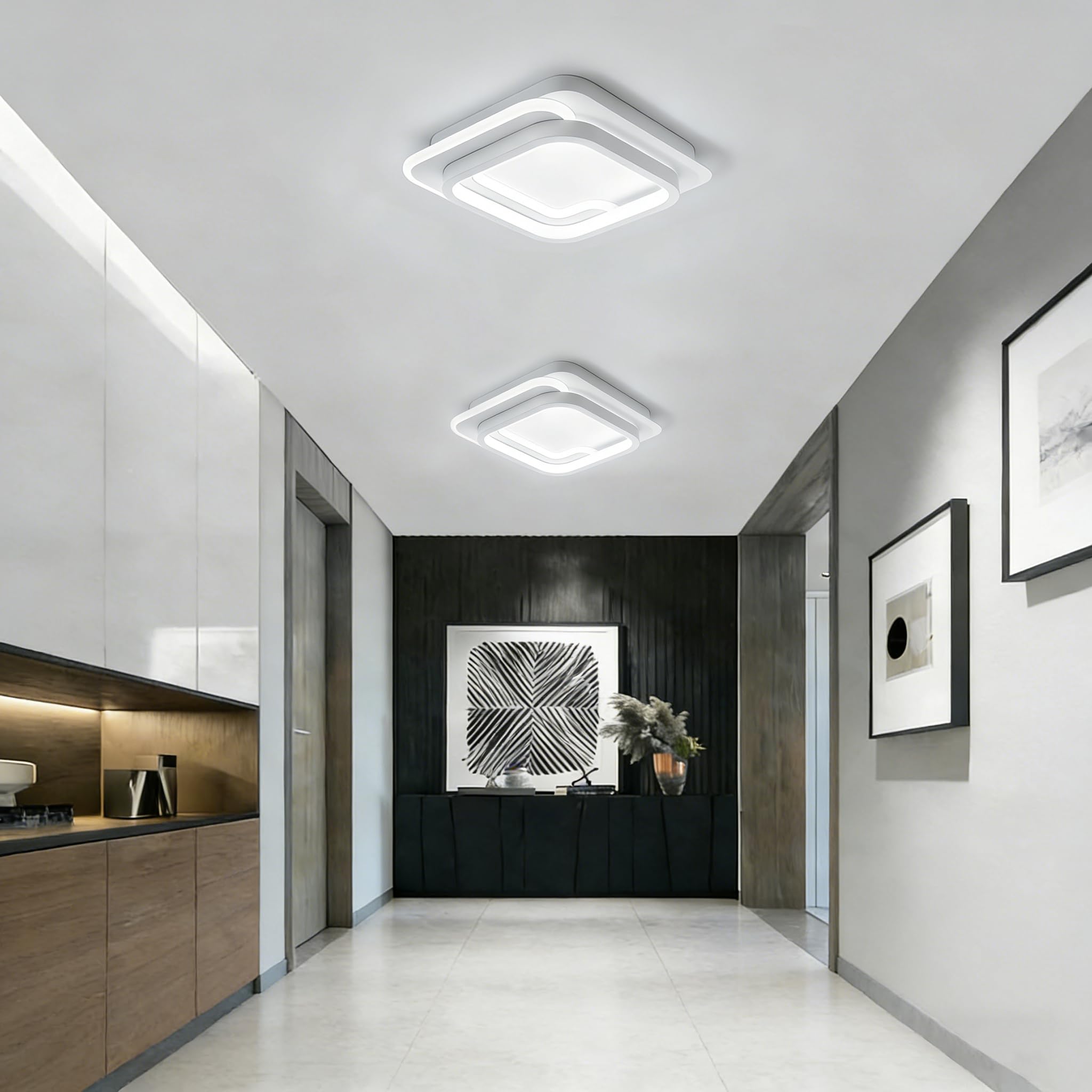 Plafon LED Techo cuadradas, IP44 Ø28cm Plafones para Techo Led Lampara, 31W lampara techo dormitorio 6000K Luz blanca fría, Ideal para cocina, pasillo, baño, sala