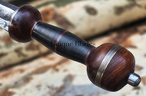 Miniatura 2 de Roman Spatha - Espada de batalla de acero de Damasco, hoja de espiga completa de 36 pulgadas con ranura de sangre, colección Third Century Viking