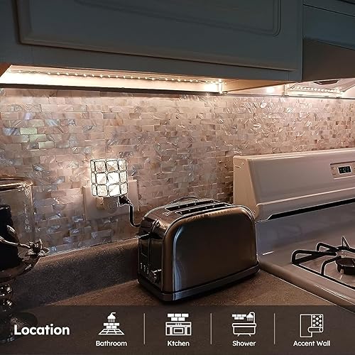 Miniatura 2 de Diflart Azulejo de mosaico de madreperla para cocina, baño, decoración de pared, paquete de 6 hojas