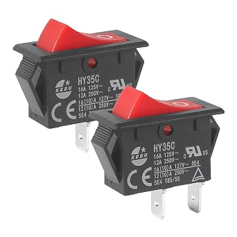2Pieces HY35C Push Button Switch,2-Pin,16A/12A 125V/250V Rocker Switch for Household Electrical Appliances Industrial Electric