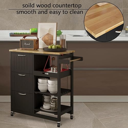 Miniatura 7 de Isla de cocina rodante, carrito de cocina de hojas sueltas con almacenamiento abierto, blanco