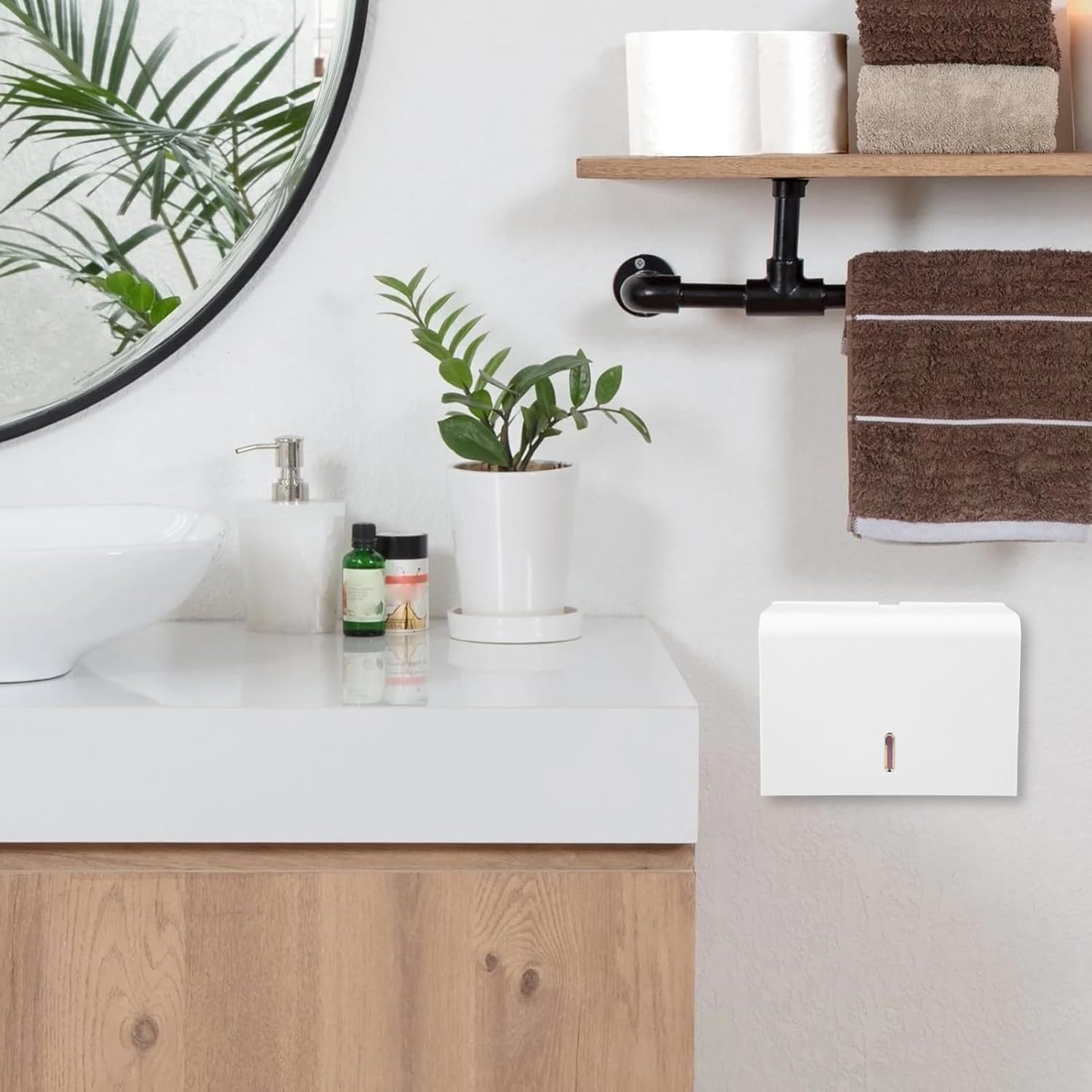Waterproof Wall-Mounted Hand Paper Towel Dispenser Stainless Steel Bathroom Tissue Holder for Restroom No-Drill Bathroom Paper Towel Rack