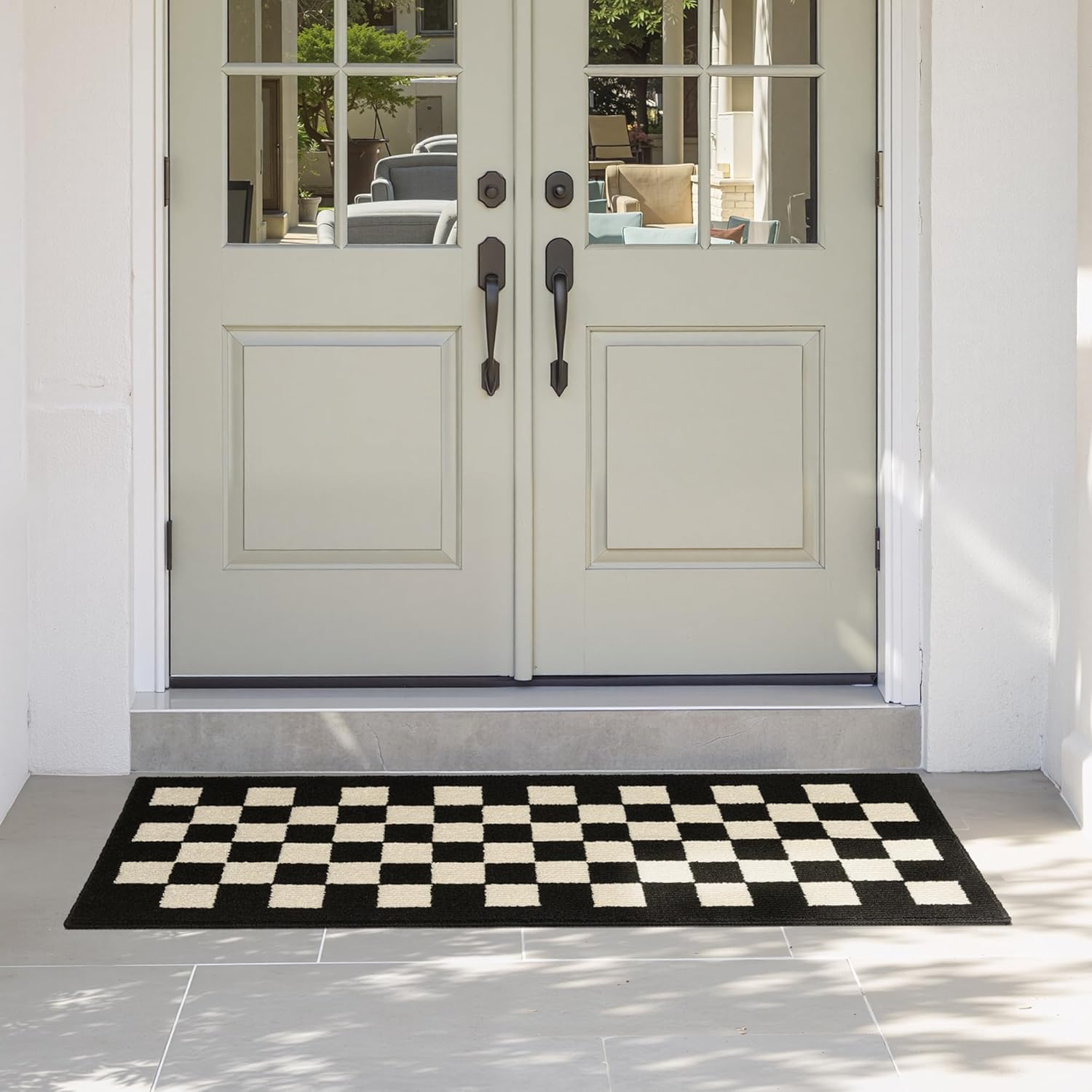 GRANNY SAYS Door Mat Indoor Entrance Non-Slip, Welcome Mats Front Door Mat for Entryway, Entry Mat Low Profile Resist Dirt Easy to Clean, 20" x 47", Checkerboard