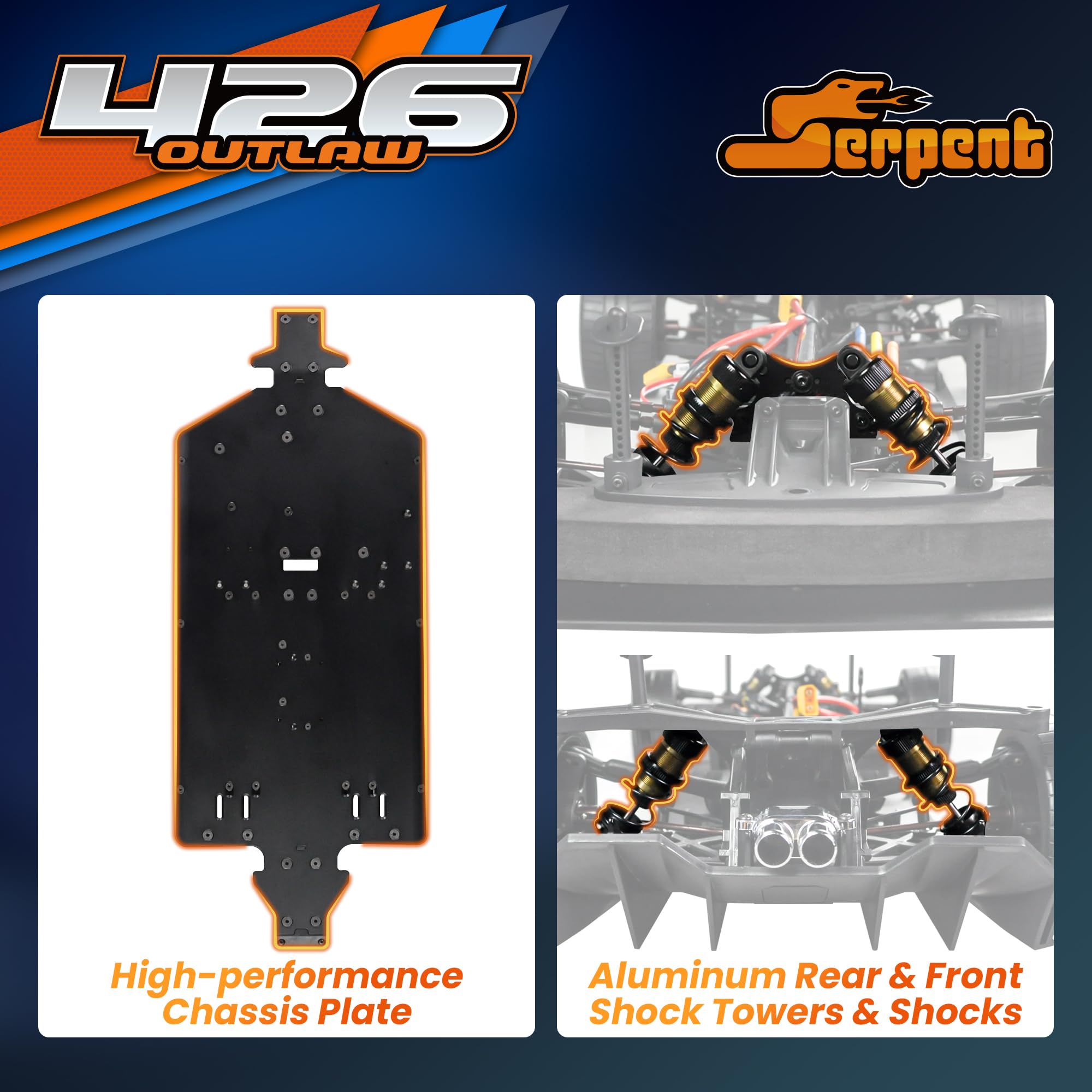 Serpent 426 Outlaw 1/7 4WD Elektro Allroad Muscle Car RTR | Hochleistungsreifen, bürstenloser Motor, (Ready-to-Run Sender und Empfänger inklusive, Batterien und Ladegerät erforderlich)