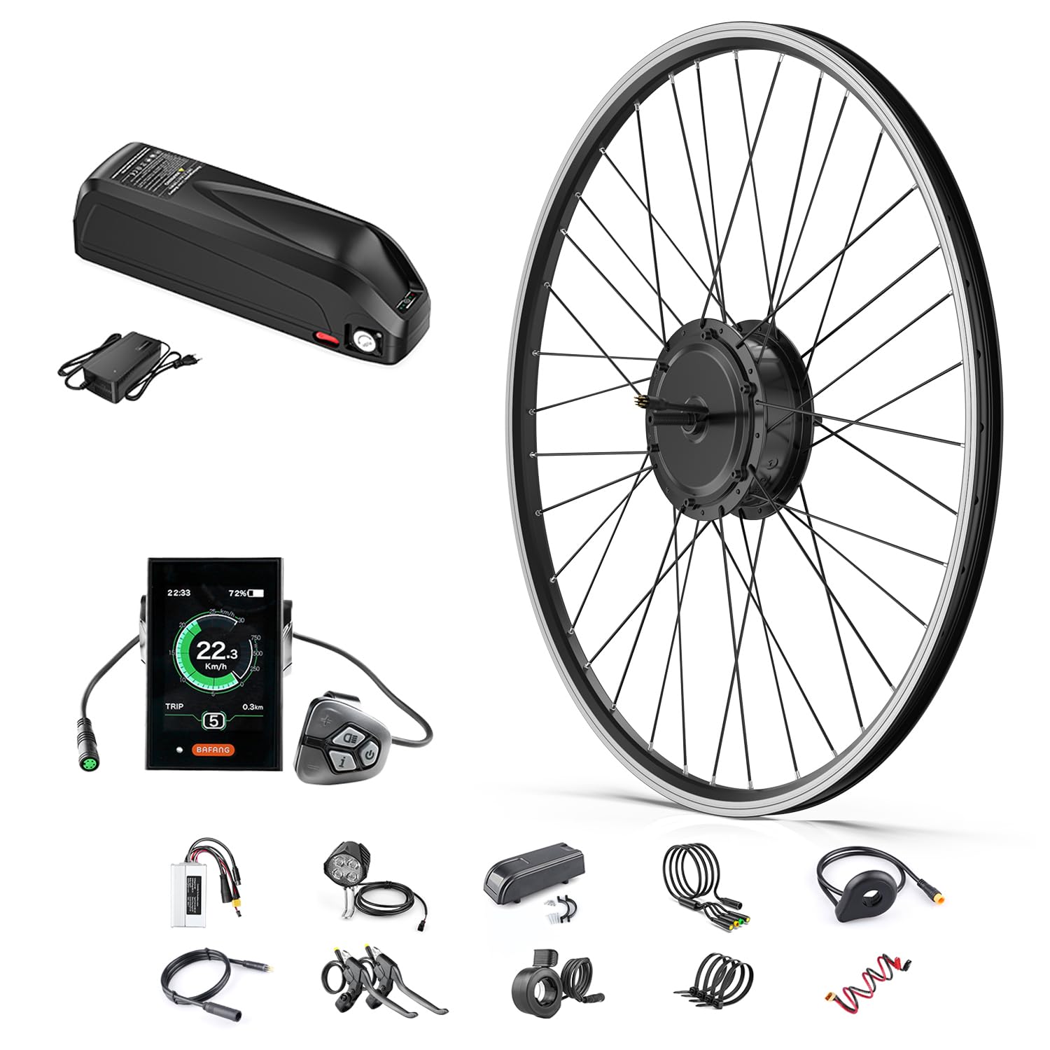BAFANG 48V 500W Front Hub Motor Electric Bike Conversion Kit for 20“ 26” 700C Wheel Drive Engine with LCD Display