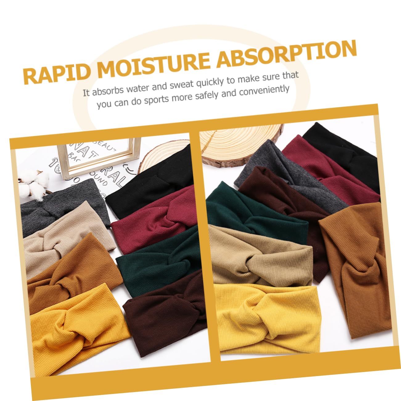 8 Fasce Elastiche per Chioma in Cotone e Gomma, Comode e Resistenti, Perfette per Yoga e Attività Ricreative, Set di 8 Pezzi per Uso Quotidiano