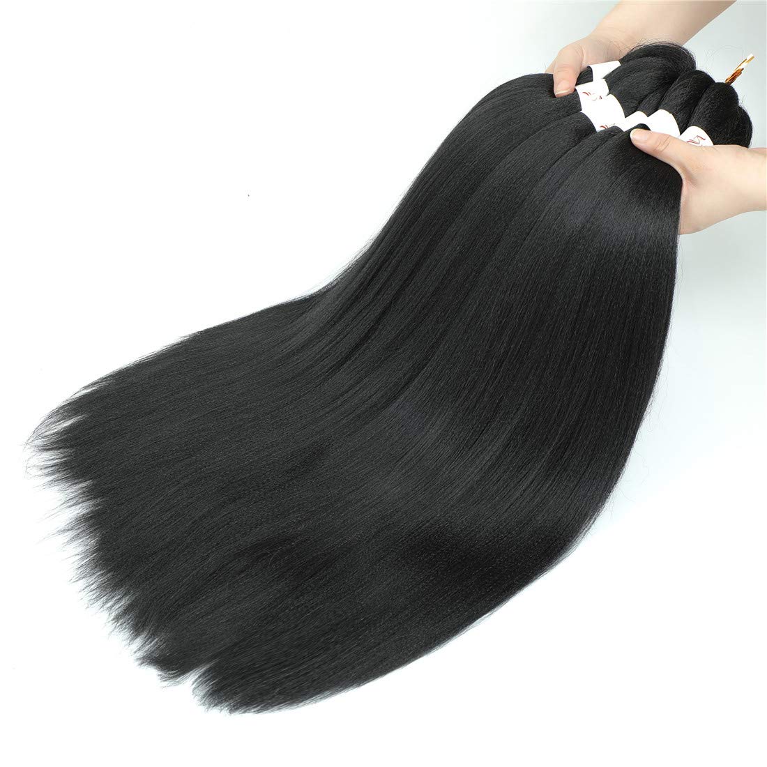 Extension Capelli per Treccine Africane Nero 30 Pollici Lunghe Kanekalon Easy Braids Extensions Nere 6 Confezioni Extension Capelli Sintetici per Trecce Black Braiding Hair Pre Stretched(1B)