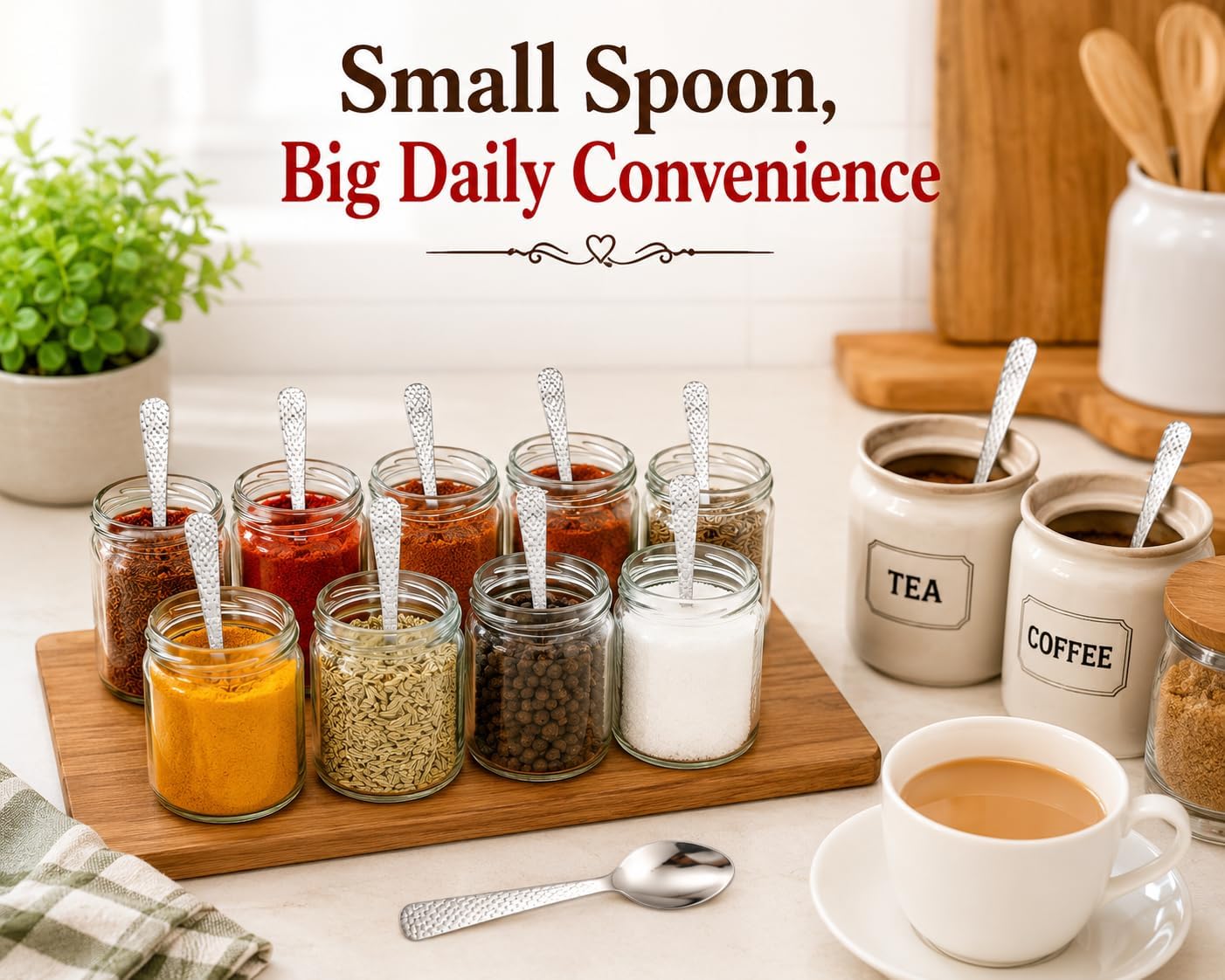 Stainless Steel TEA/COFFE AND Spice Box Spoons Set of 12 (Silver) (Small Tea spoon)