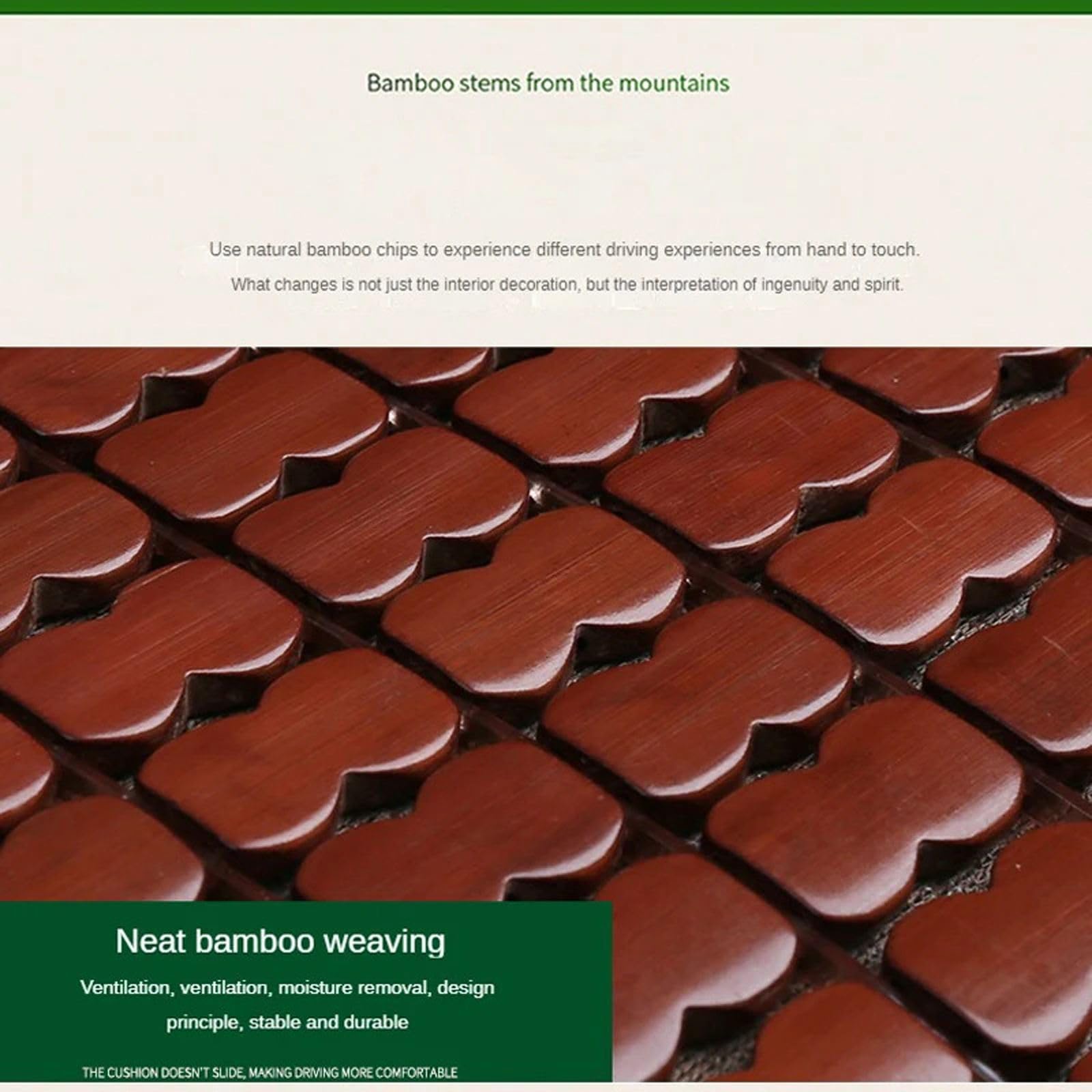 Cuscino del Sedile in bambù Suitbale Fresco e Traspirante, Sottile e Resistente per Auto 、 Casa 、 Ufficio