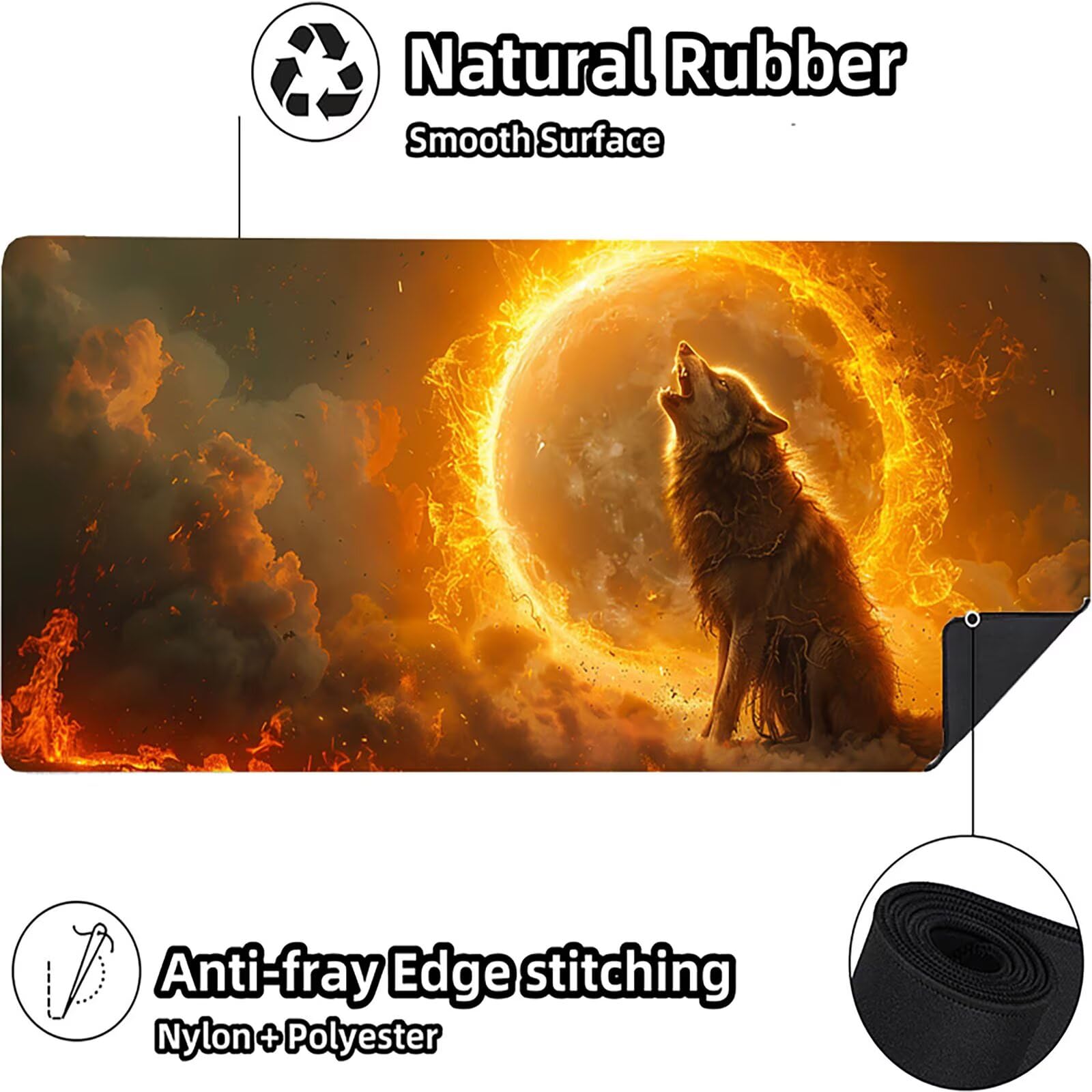 Tappetino Mouse XXL 1500 x 800 mm, Tappetino Mouse Lupo, Gaming Mousepad Migliorare la Velocità e la Precisione, Mouse Pad con Base in Gomma Antiscivolo, Ufficio Accessori Gaming, Grigio C-8714