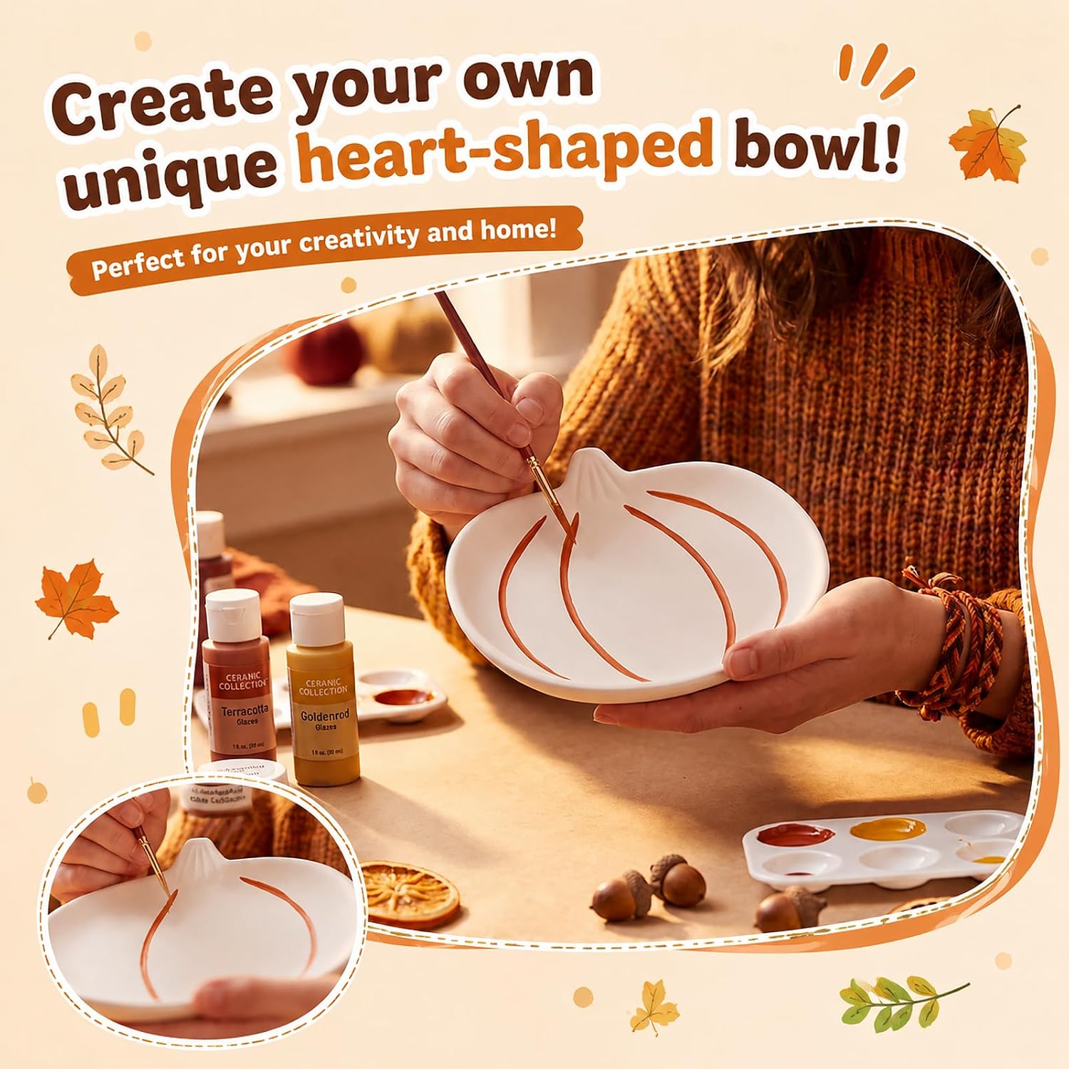 Maxdot 12 Pcs DIY Halloween Ceramic Bowls Pumpkin Shapes Set, 4" x 4" Pumpkin Shapes Bowls 4 Designs Unfinished Bisque for DIY Crafts, Paint Decor Halloween Gifts Home Activities