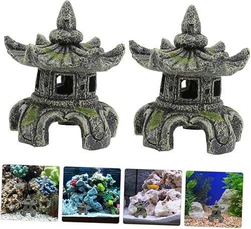 Miniatura 5 de Yardwe Terrarios de vidrio pequeños para plantas, decoraciones asiáticas, linternas japonesas, estatua de pagoda asiática, casa de muñecas, pagoda,