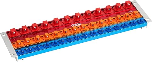 JCK Bandeja organizadora de enchufes de aluminio de calidad profesional de tres tamaños Capacidad para 42 tomas Pernos de posicionamiento