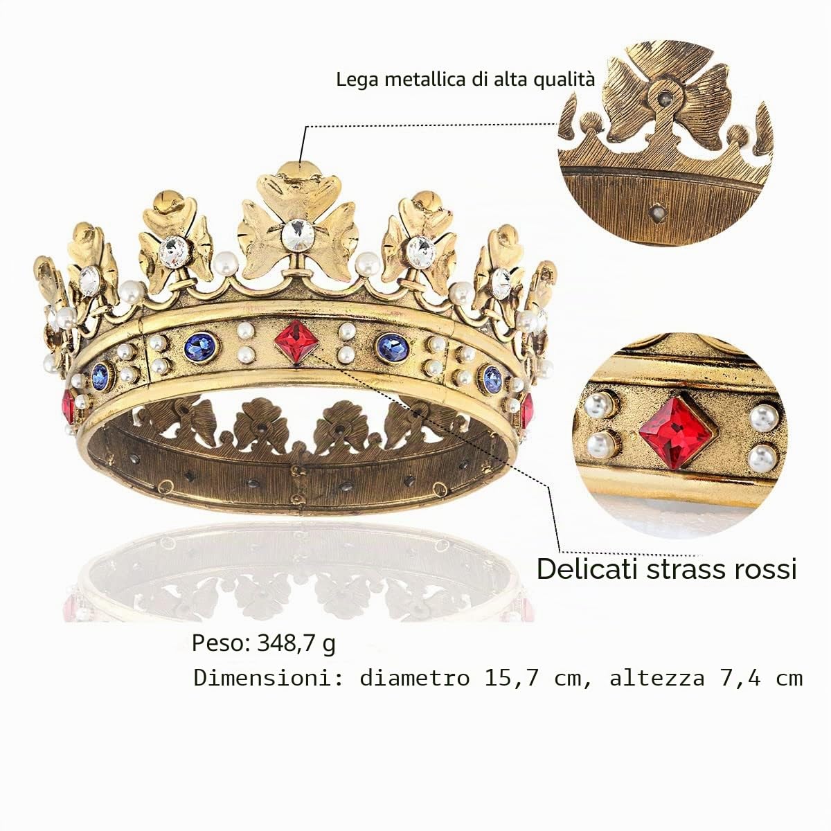 Corona Reale Barocca Uomini Metallo Principe Capelli Corona Cerchio Pieno Festa di Compleanno Accessori per Capelli Per Cosplay Prom