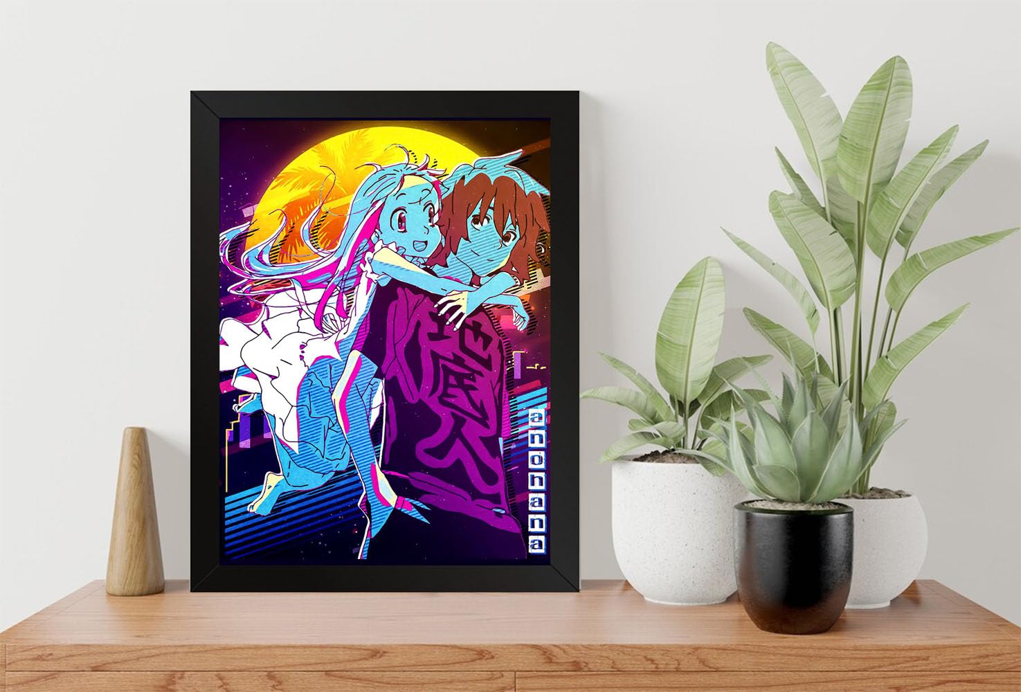 GADGETS WRAP Printed Photo Frame Matte Painting for Home Office Studio Living Room Decoration (9x11inch Black Framed) - Anohana Retro