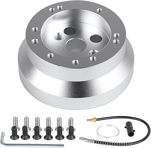 Adaptador de cubo de volante de 5 y 6 agujeros para Chevy Cadillac GMC Pontiac camioneta, adaptador de volante pulido de aluminio Billet (plateado)