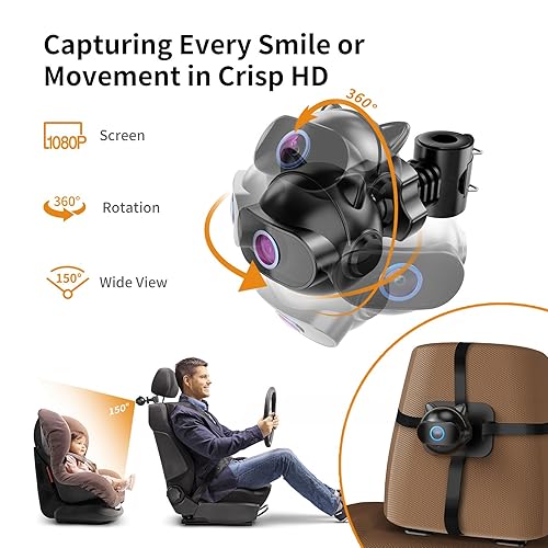 Miniatura 5 de Cámara de coche para bebé con zoom 4X, 10 canciones de cuna de 4.3 pulgadas, HD 1080P, espejo de asiento de automóvil orientado hacia atrás, 3