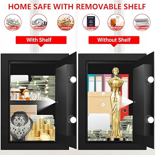 Miniatura 5 de 3.4 Cub Large Safes for Home Use, Digital Security Home Safe Box Fireproof Waterproof with Digital Keypad, Alarm System and Removable Shelf,