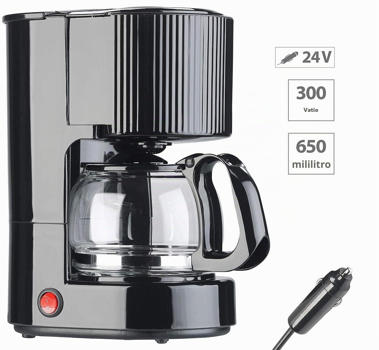 Rosenstein & Söhne maquina de cafe 24 V: Máquina de café de filtro de camión, hasta 3 tazas, 650 ml, 24 voltios, 300 vatios (maquina de cafe camión, camión maquina de cafe 24 V)