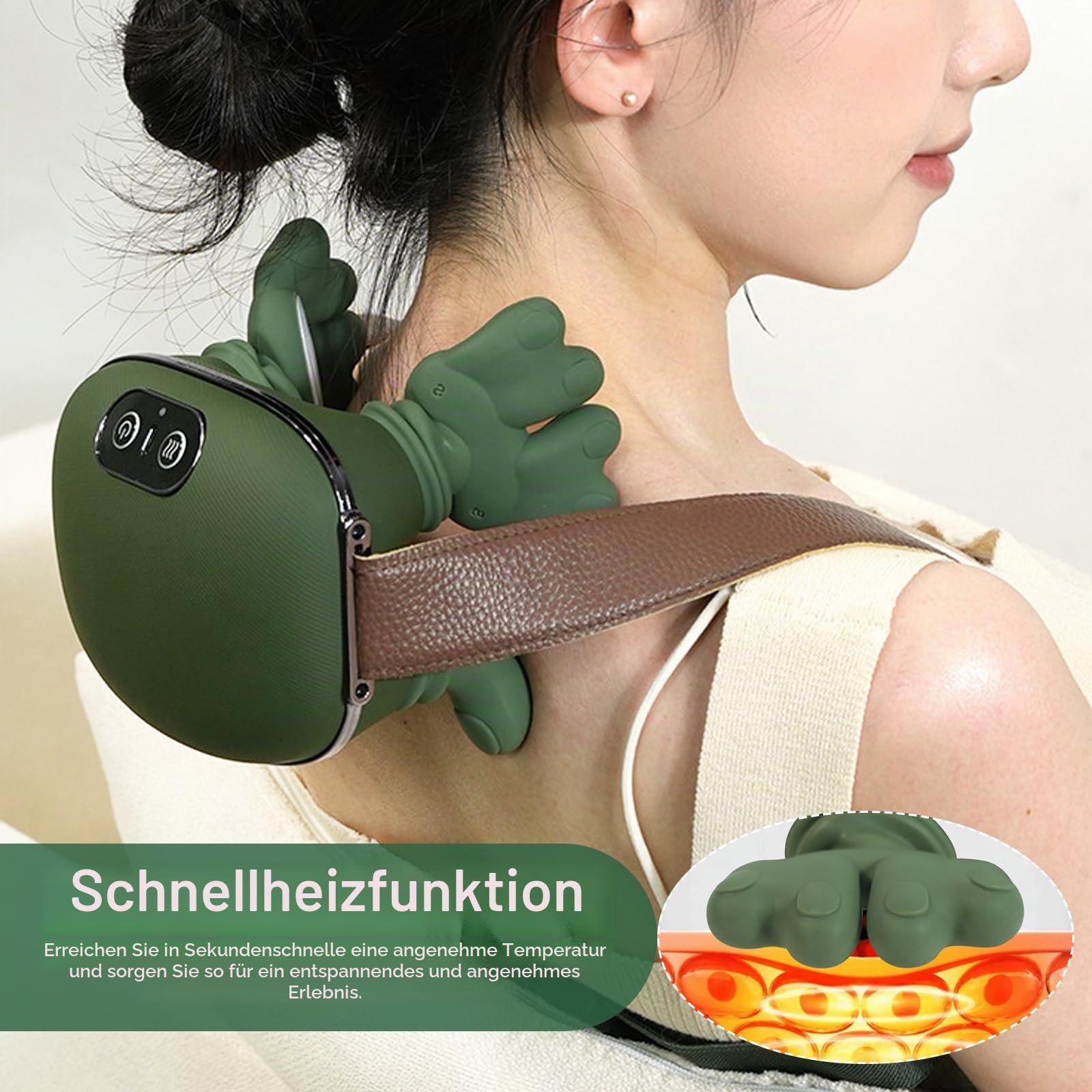 Massagemeister Rückenmassagegerät für Schulter Männer Frauen | 3 Massagestufen, 2 Temperaturstufen, Elektrisch mit Wärme, Kabellos, Weihnachtsgeschenke